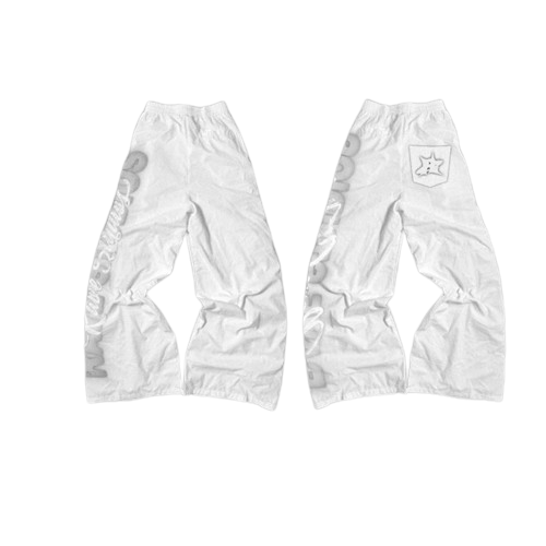 Rave Monochrome Nylon Pants - White