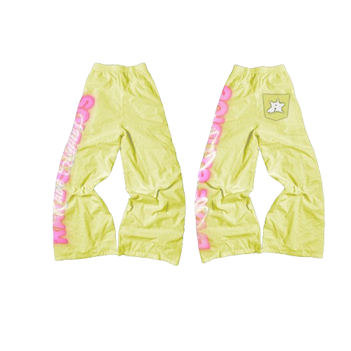 Rave Monochrome Nylon Pants - Yellow